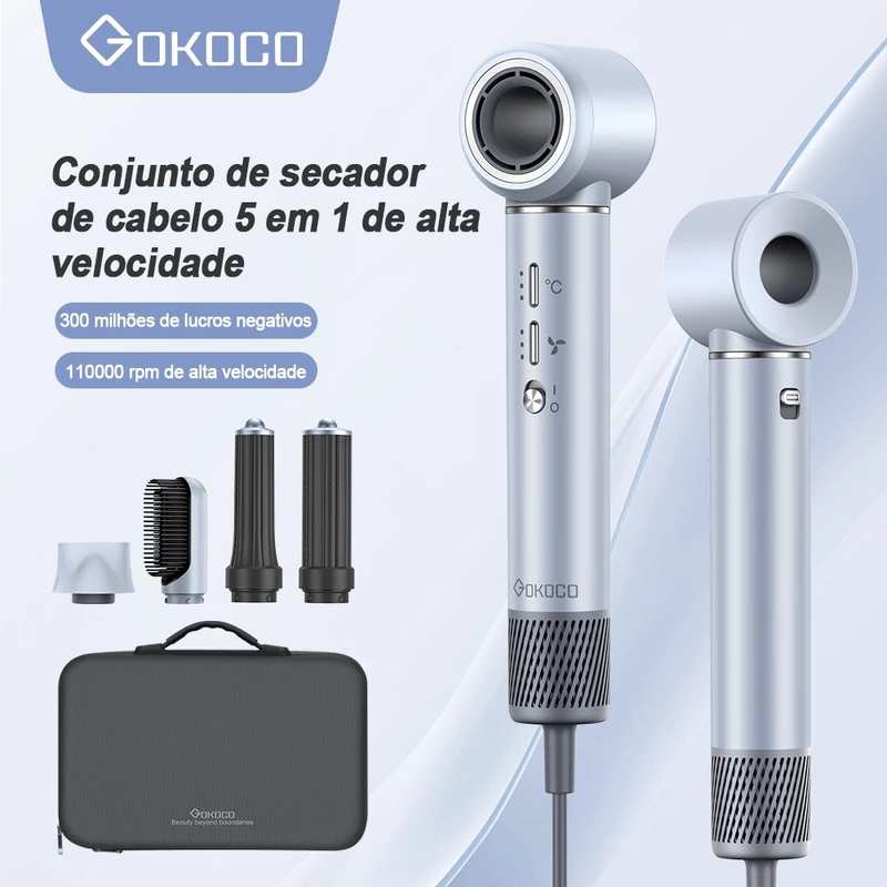 Secador de Cabelo Gokoco 5 em 1 GD023 Multifuncional