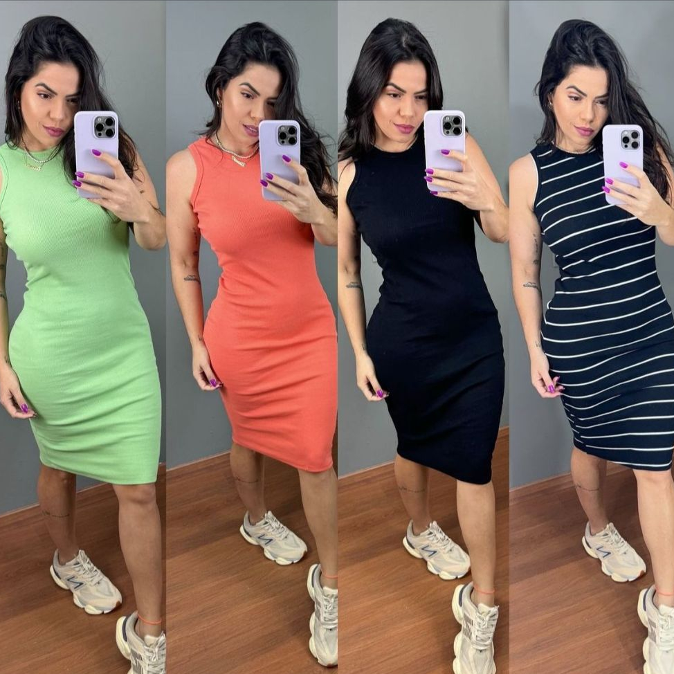 Vestido Midi Feminino Ribana Tubinho Elegante Moda Casual Confortável  tem M G
