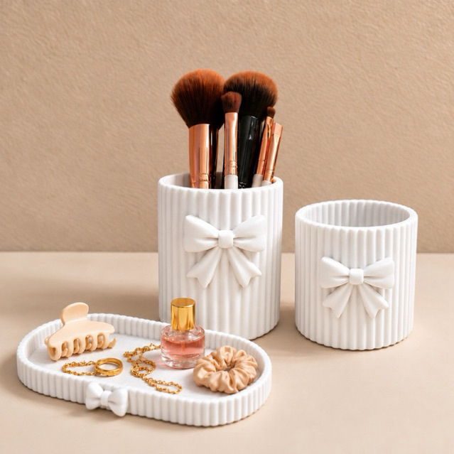 Kit Organizador de Maquiagem Porta Pincéis Pote Multiuso Bandeja Penteadeira