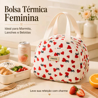 Bolsa Térmica Feminina 6,5L com Forro de Alumínio para Marmita Lanches Bebidas Trabalho Escola Piquenique