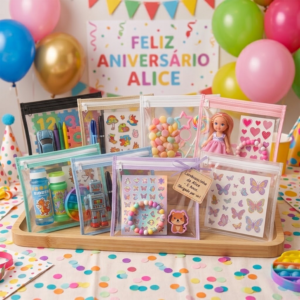 Kit 20 Saquinhos 20x20cm com Zíper – Kit para Lembrancinhas, Saquinhos Surpresa e Brindes