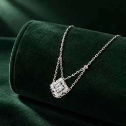 Gargantilha Feminina Geométrica Cravejado em Prata 925 Elegante e Sofisticado
