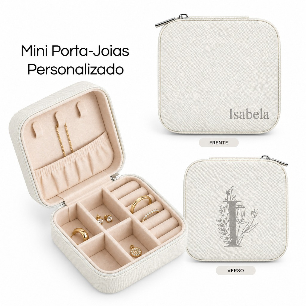 Mini Porta-Joias Personalizado com Nome | Organizador para Bolsa e Viagem