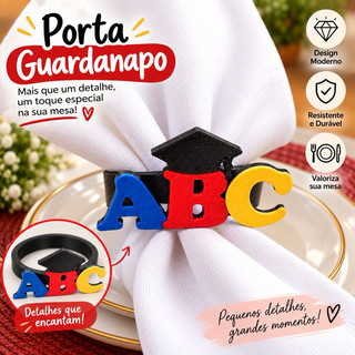 Porta Guardanapo ABC Formatura Infantil Decoração Mesa Festa Personalizado