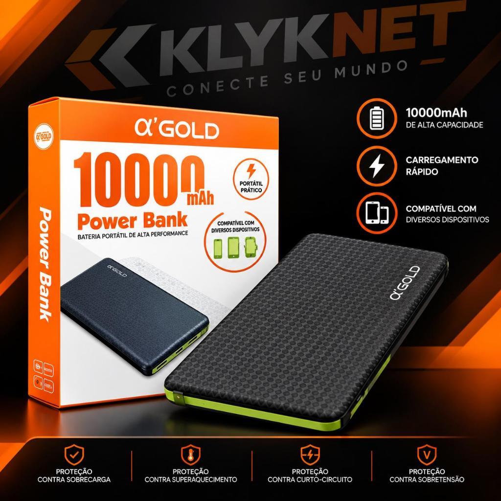 Power Bank 10000mAh GOLD PN-951A Carregador Portátil Bateria Externa Universal