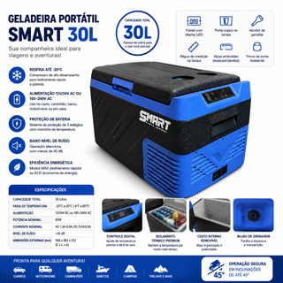 Geladeira Portátil 30l Compressor Quadrivolt Bluetooth Camping Caminhão barco motorhome barco pesca