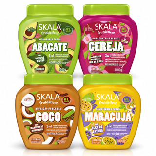 Creme Skala Frutástica 1kg 2 em 1 Hidratação Nutrição Creme para Pentear Abacate Cereja Coco Maracujá