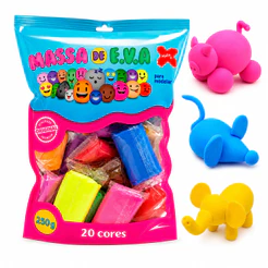 Massa de EVA 20 Cores Vibrantes 250g Massinha de Modelar para Artesanato Infantil Arte Escolar