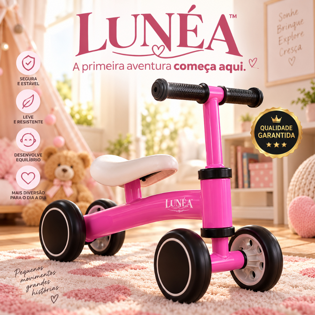 Bicicleta Equilíbrio Infantil Rosa Criança Brinquedo Desenvolvimento Coordenação Motora Diversão