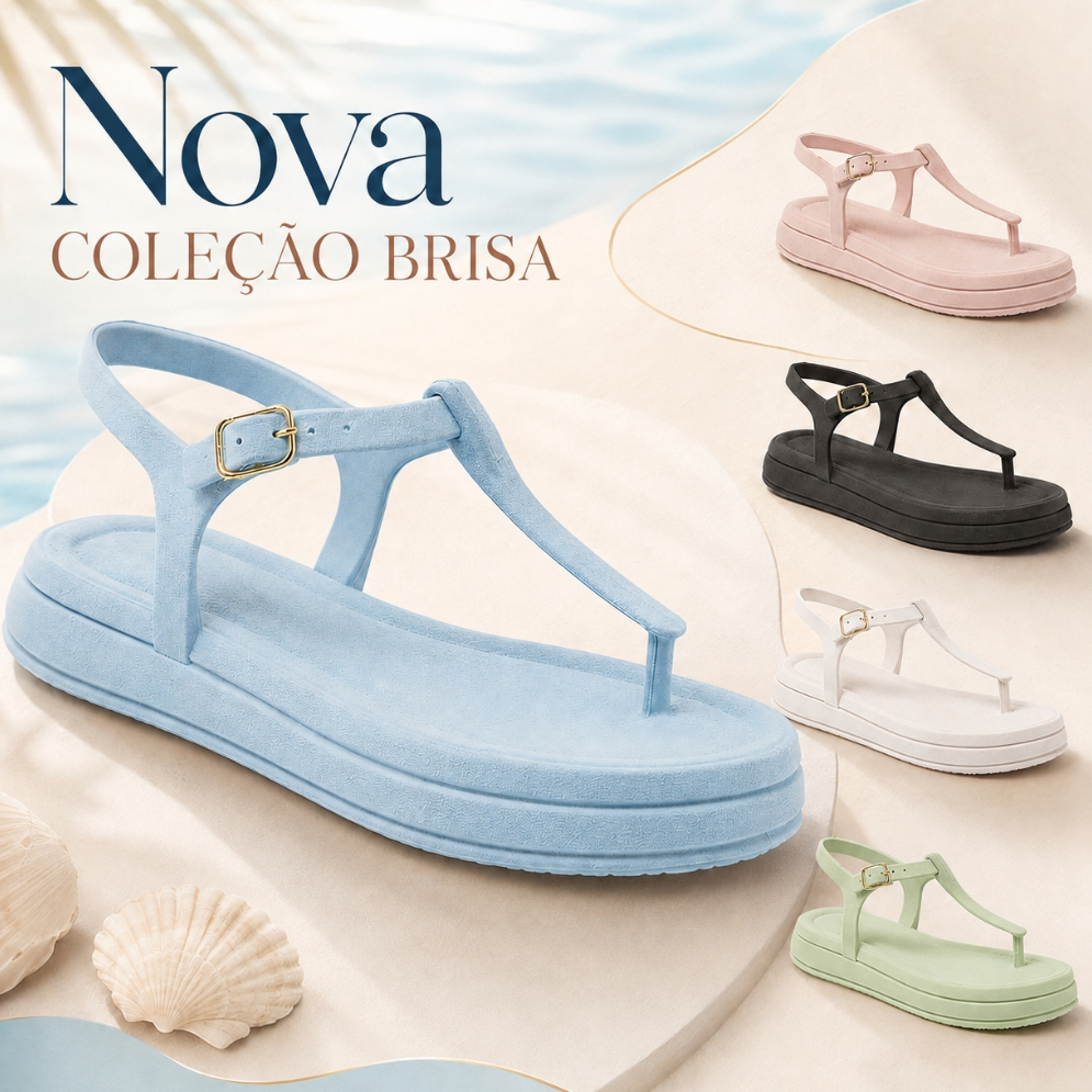 Sandália Feminina Flatform  Essência Fivela ajustável Leve e Confortável Tendência Verão