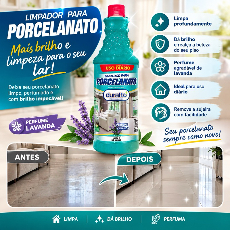 Limpador Porcelanato para Dia a Dia - Perfumado e Dá Brilho ULTRA FRAGANCIAS LAVANDA E JASMIN
