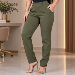 Calça Feminina Alfaiataria Cintura Alta Skinny Levanta Bumbum