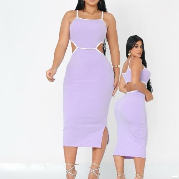 Vestido Feminino, Vestido Midi, Vestido Canelado, Vestido de Alcinha, Vestido Tubinho com Fenda, Vestido Longo