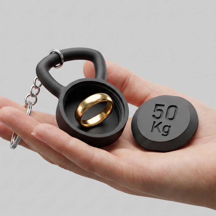 Chaveiro Kettlebell Porta Aliança Anel | Acessório Treino Musculação Academia | Protetor De Joias Crossfit