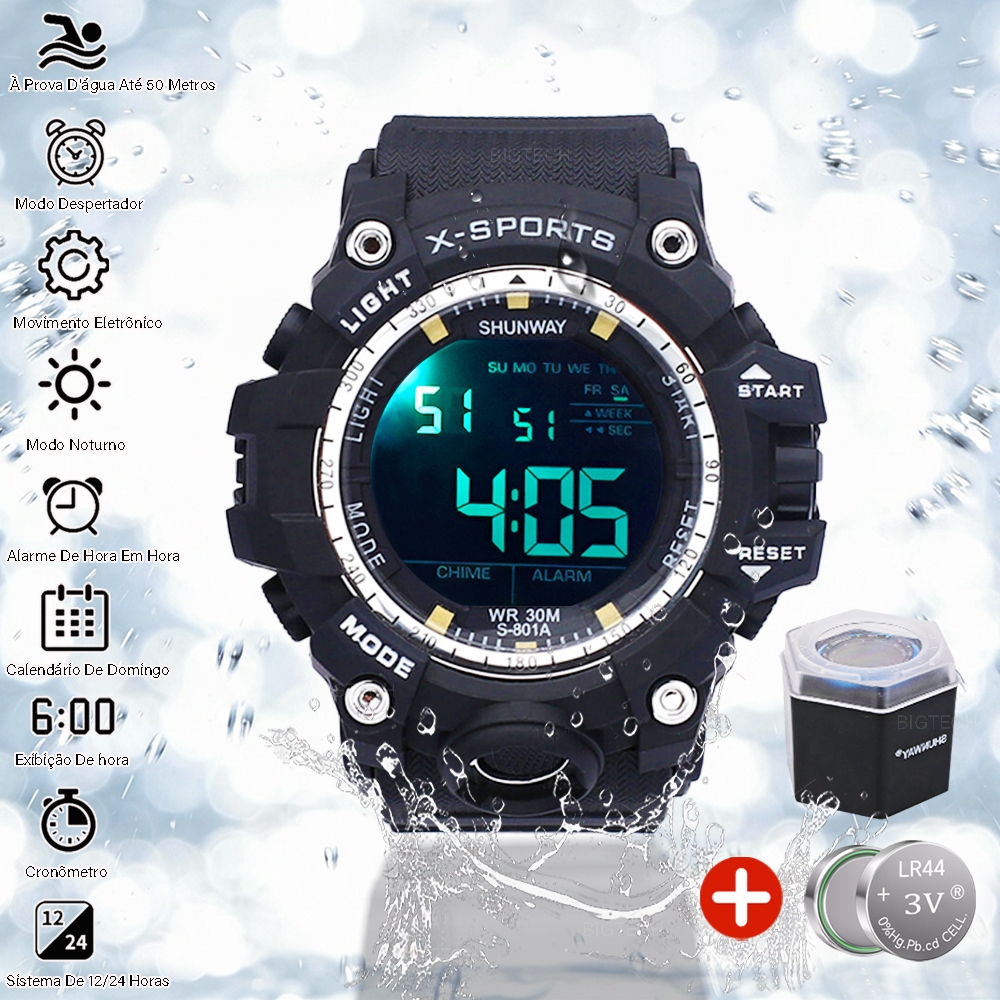 Relógio Digital A Prova Dágua Esportivo De Pulso Masculino Original Smartwatch Com Luz LED