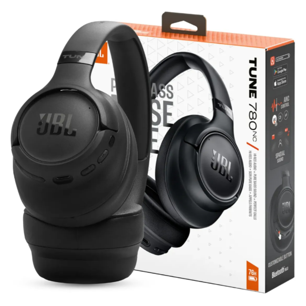 Fone de Ouvido JBL Tune 780NC Bluetooth 6.0 Over-Ear com Cancelamento de Ruído ANC Adaptativo Pure Bass 76h