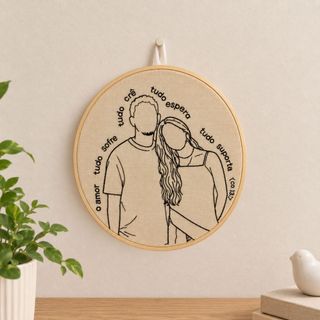 Bordado Personalizado Com Foto Bastidor Decorativo Artesanal Presente