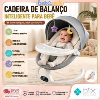 Cadeira de Balanço Elétrica para Bebê com Controle e Rede Mosquiteira – Ideal para Acalmar e Fazer o Bebê Dormir