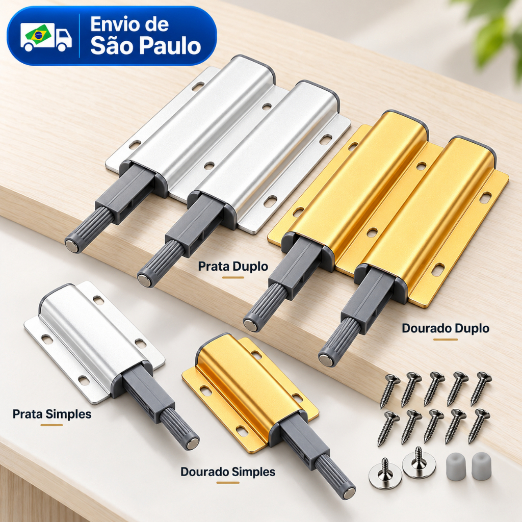 Fecho Pulsador Magnético Toque Sobrepor Tip-on Push Open Porta Armário Gaveta