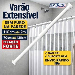 Varão de Secagem de Roupas Ajustável Varão de Cortina Sem Perfuração 70-120 90-160 110-200 140-260cm Ajustável SSG