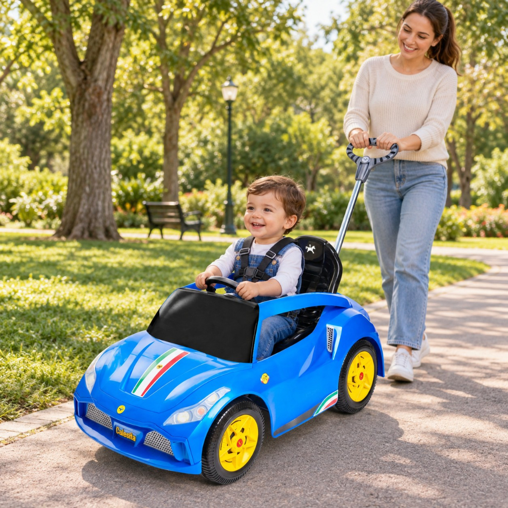 Carrinho Infantil Calesita Racer Turbo 2 em 1 Com Haste Para Passeio E Pedal Infantil