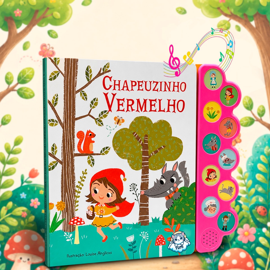 Chapeuzinho Vermelho Livro Infantil Sonoro Histórias Clássicas para Crianças | Livro Interativo