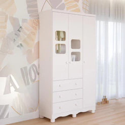 Guarda Roupa infantil Uli 3 Portas e 3 Gavetas 100% MDF