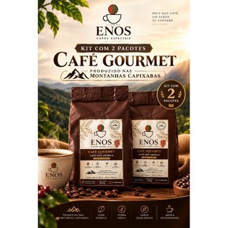 Kit 2 Cafés GOURMET ENOS 250g Cada | 100% Arábica Torrado e Moído | Torra Média | Montanhas Capixabas