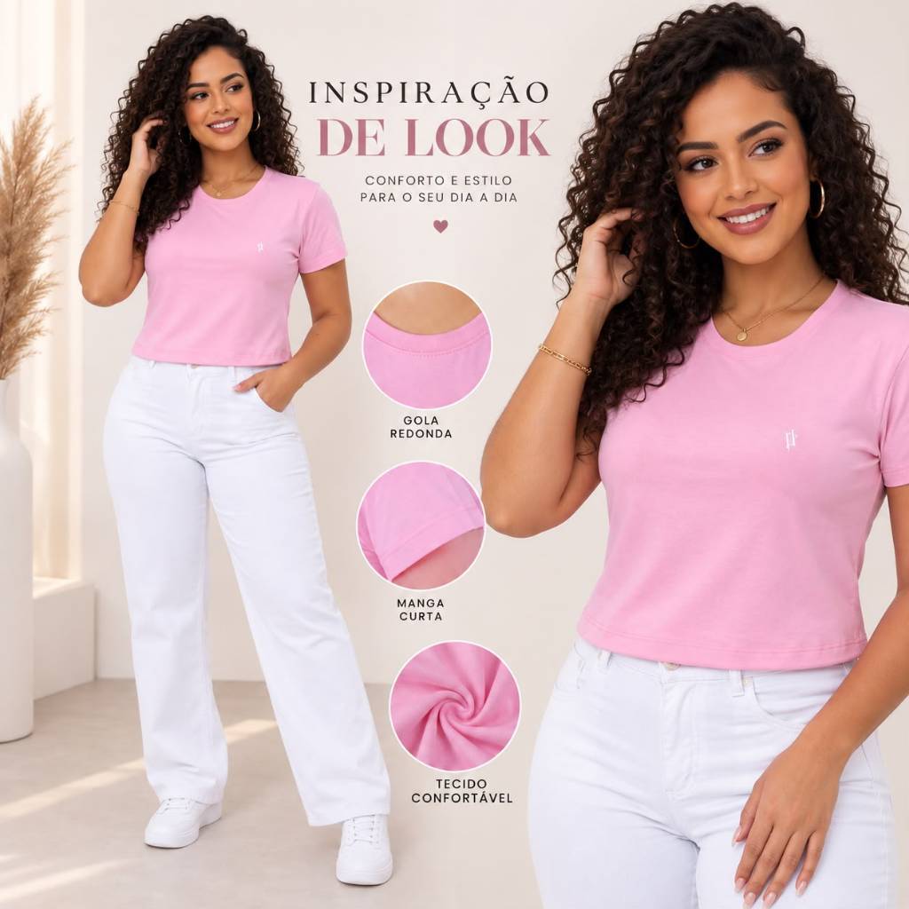 Cropped Oversized Bordado Feminino Soltinha Moda Verão