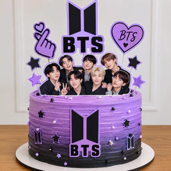 Topo De Bolo BTS Kpop Personalizado Com Nome E Idade Topper Aniversário Festa Army