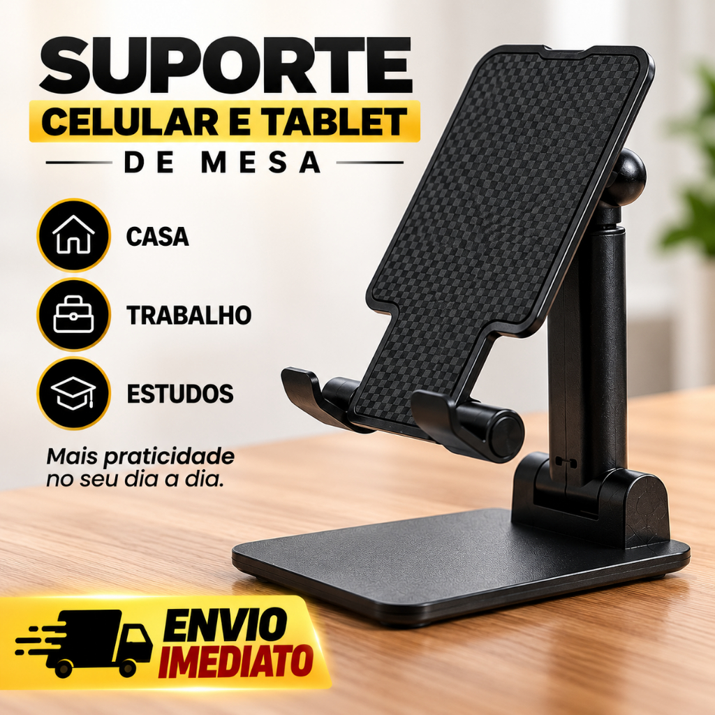 Suporte de Mesa para Celular e Tablet Dobrável Ajustável Portátil.