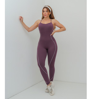 Macacão Feminino Fitness Esportivo Canelado Poliamida Academia Elástico 3RD SD1975