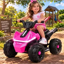 Quadriciclo Eletrico Infantil 6V Carrinho de Passeio Sons e Luzes Menina e Menino