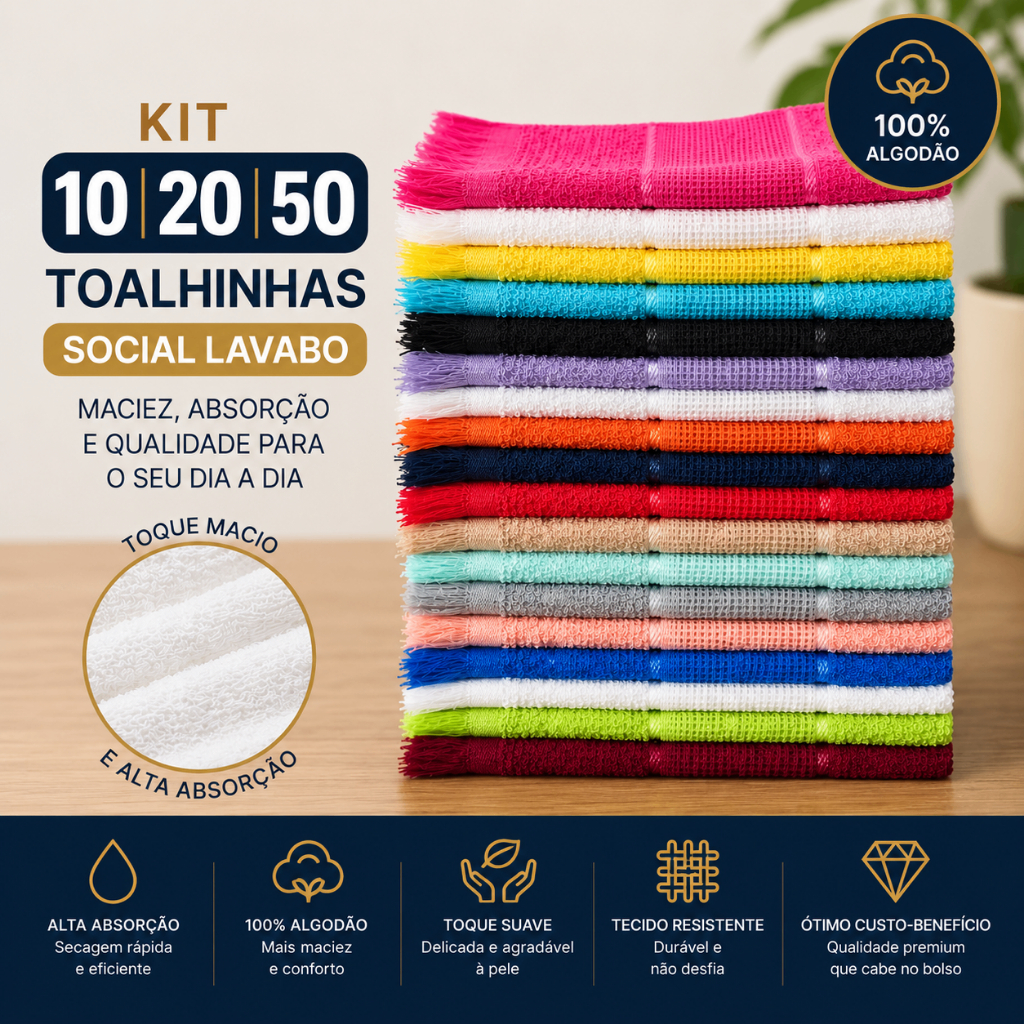 Kit 10, 20, 50 Toalhas Social Lavabo De Mão Para Bordar Lembrancinha Escola Manicure Brin…