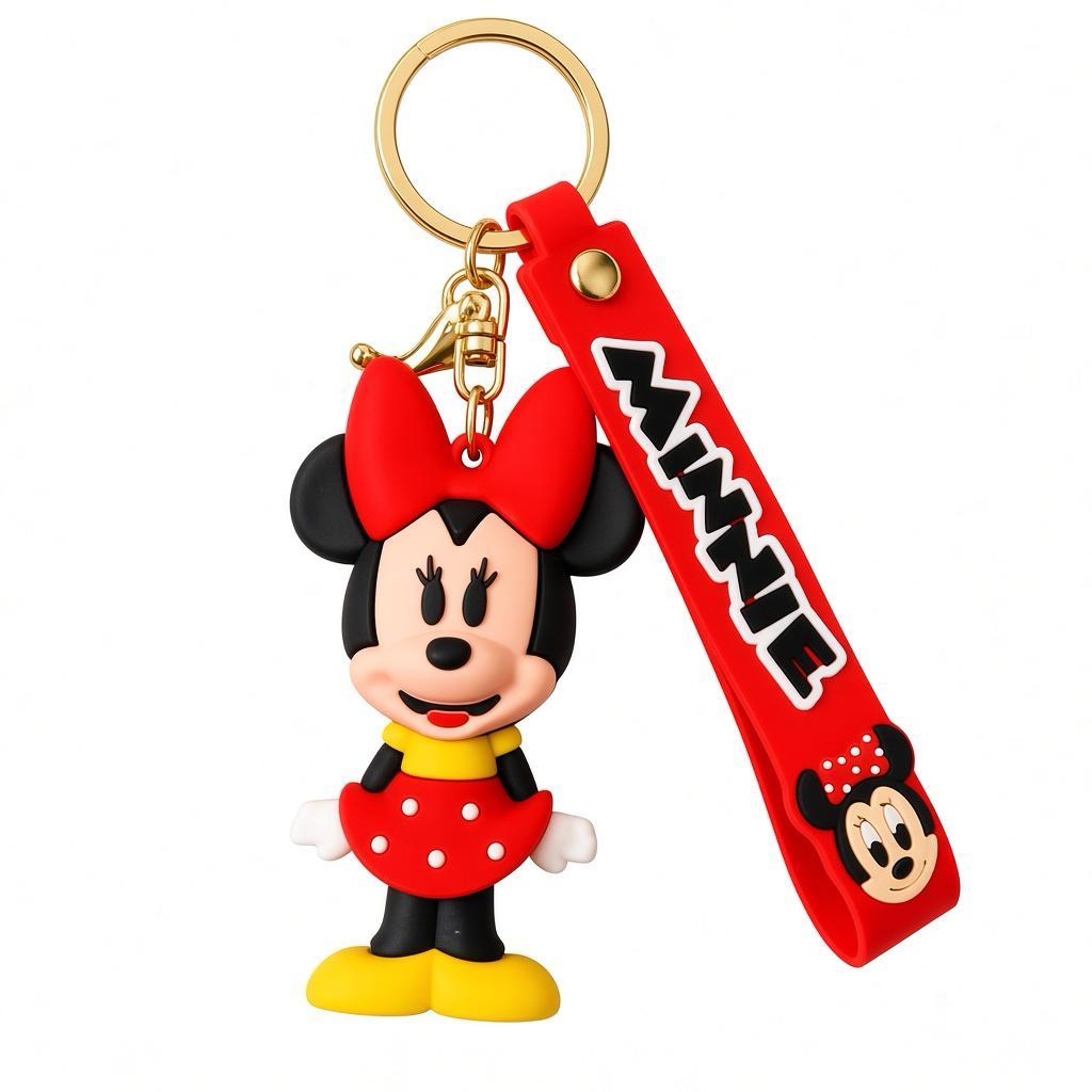 Chaveiro de Animação Emborrachado 3D Minnie Personagem Desenho Animado Lembrancinha Mickey Presente