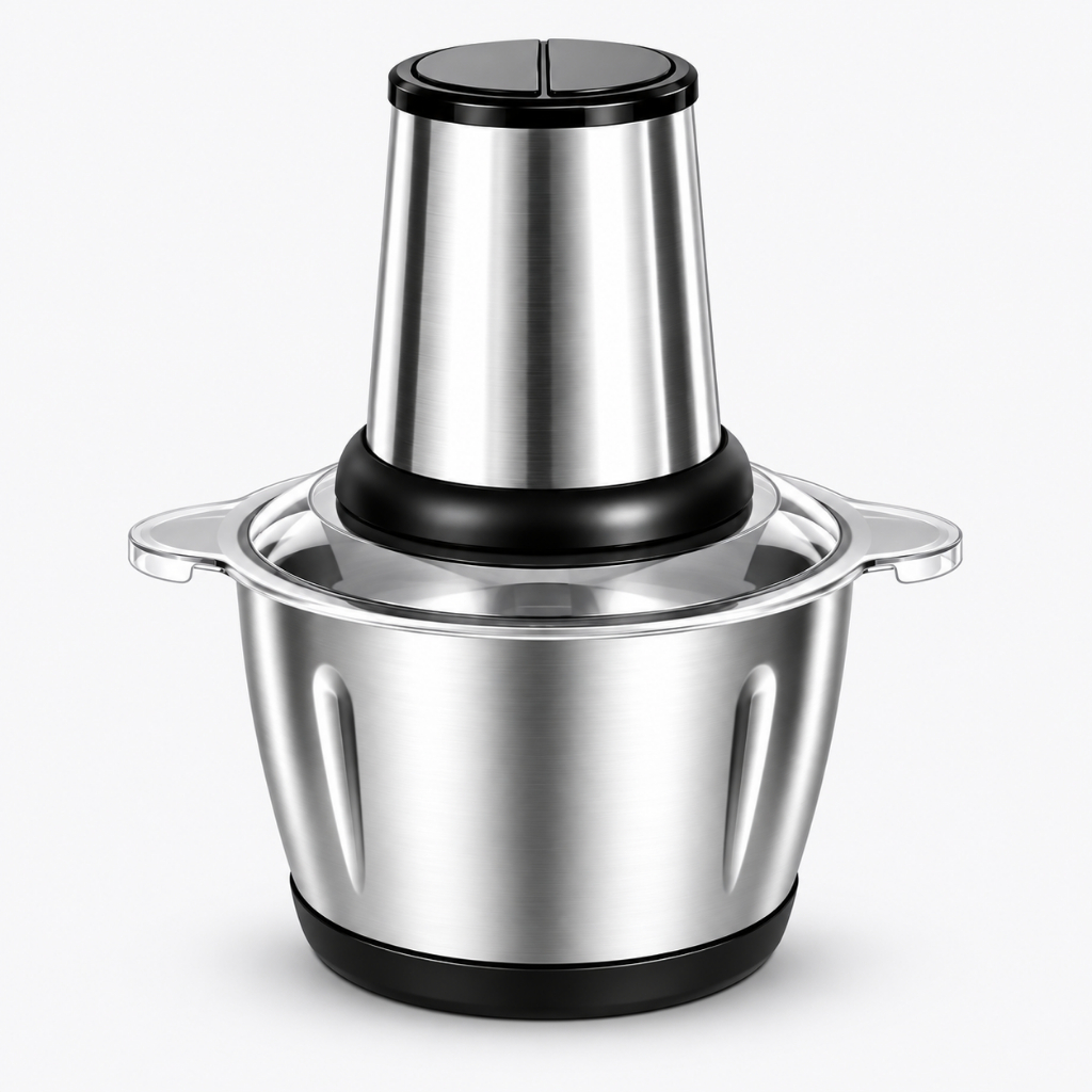 Moedor de Carne Elétrico Inox 2L 110V Processador Alimentos Multifuncional Triturador Picar Legumes Temperos