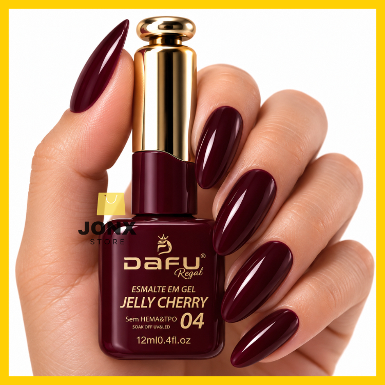 Kit 2 Esmaltes Gel Dafu Jelly Cherry Tons Vermelhos 12ml Unhas Uv/Led Polygel Lançamento Manicure — imagem 2 de 2