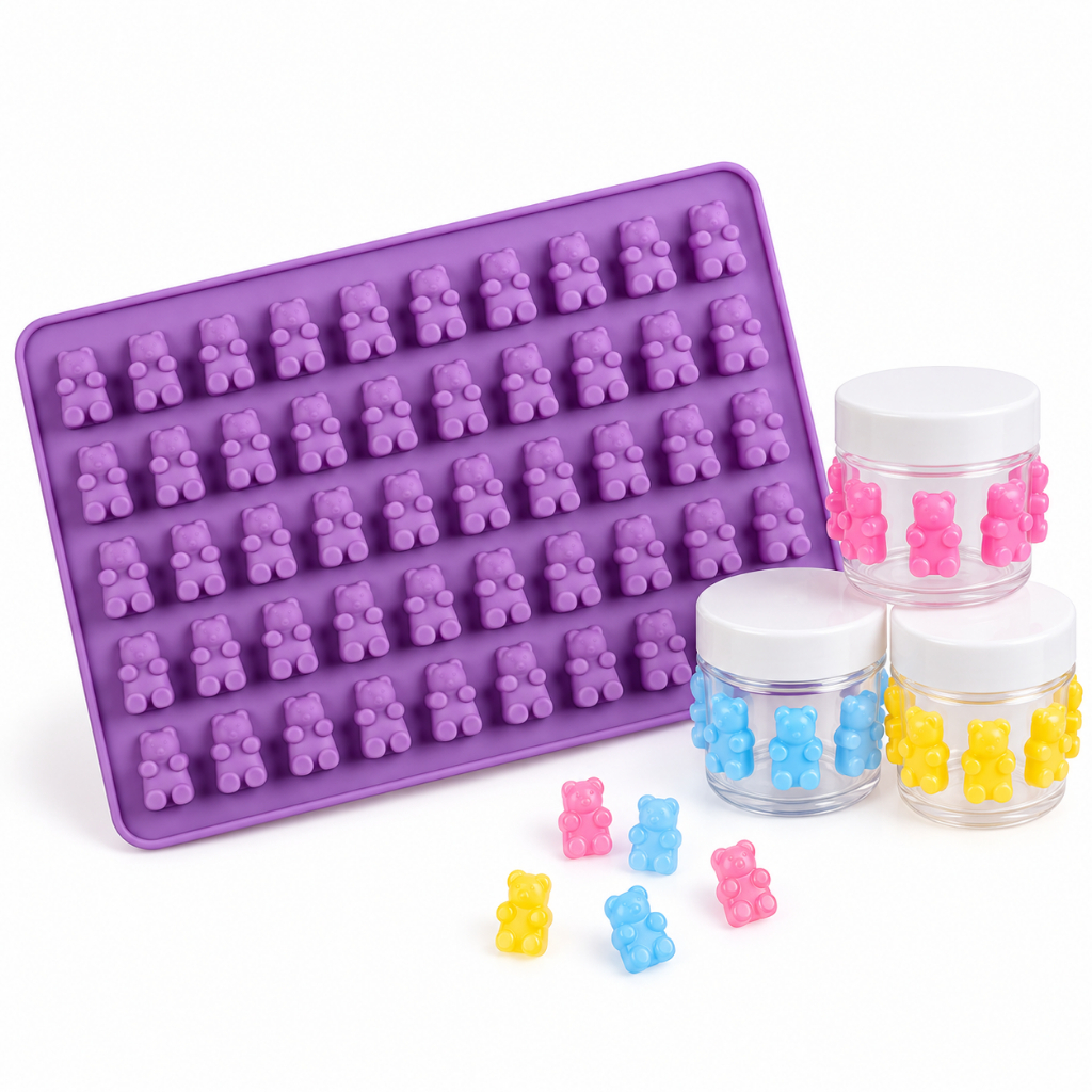 Moldes Silicone Ursinho Gummy Bear Forma Gelatina Bala Candy Shape + Conta Gotas