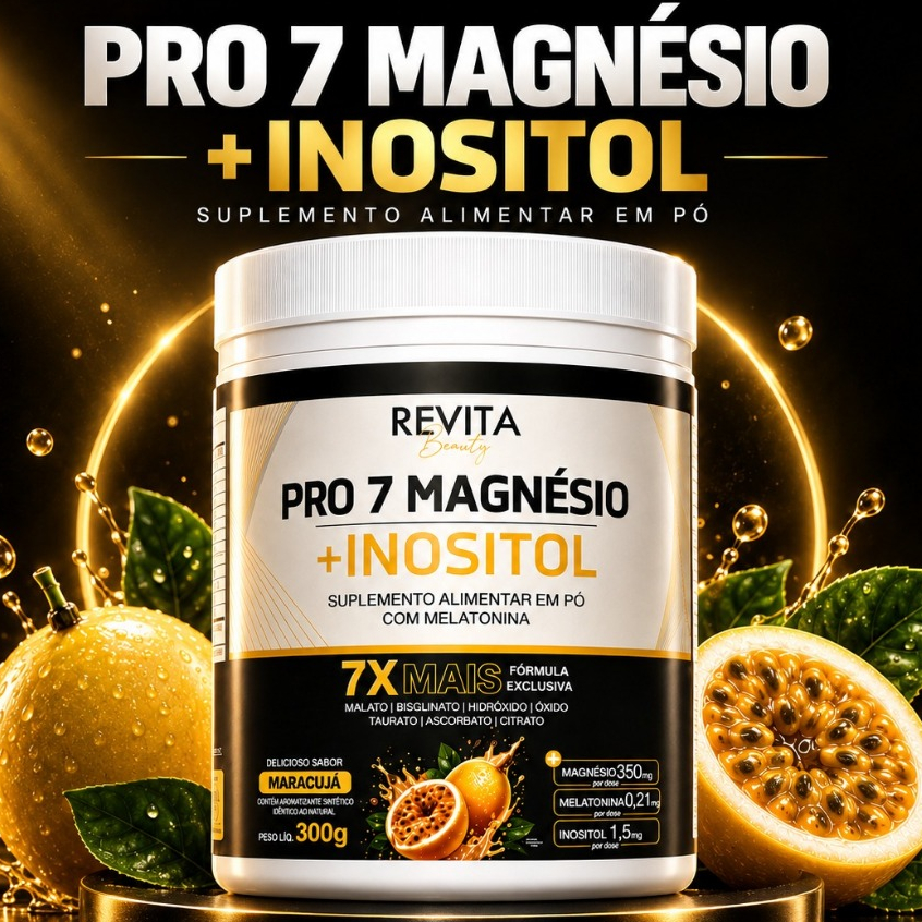 Magnésio Pro 7 + Inositol Revita Beauty 7x Mais Magnésios Formula Premium 300g - Envio Rápido