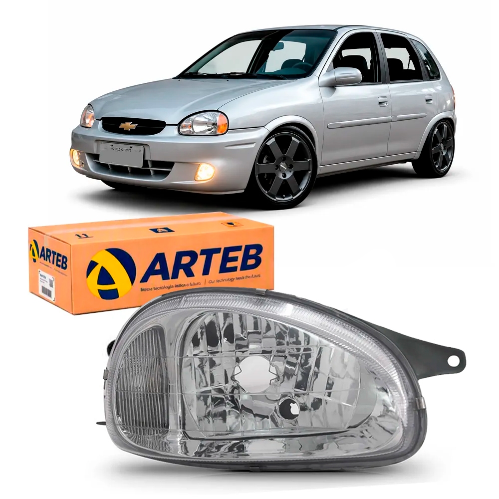 Farol Cromado Direito Lente Lisa Acrilico Corsa 94/10 160380 Arteb