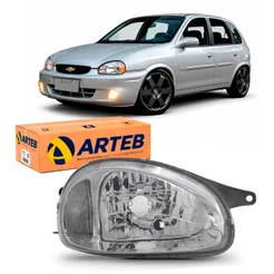 Farol Cromado Direito Lente Lisa Acrilico Corsa 94/10 160380 Arteb