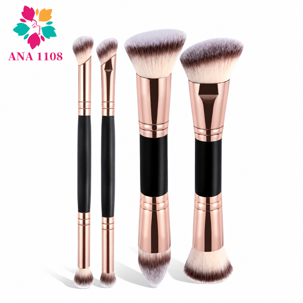 ANA 1108/4 Pincéis De Maquiagem De Ponta Dupla/Conjunto Com Parte Superior Plana Angular/Cerdas Maci