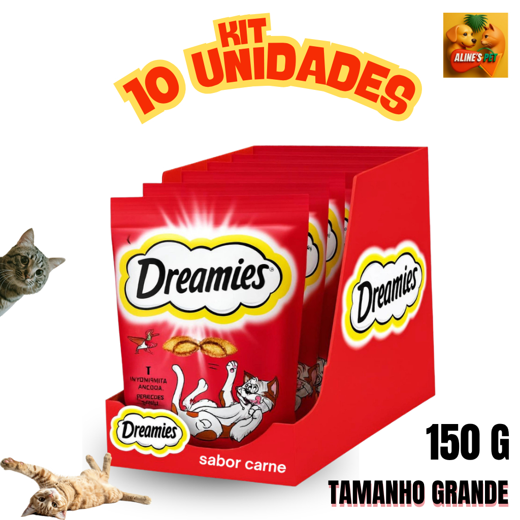 DREAMIES 150G Petisco PARA GATO SABOR CARNE KIT 10 UN
