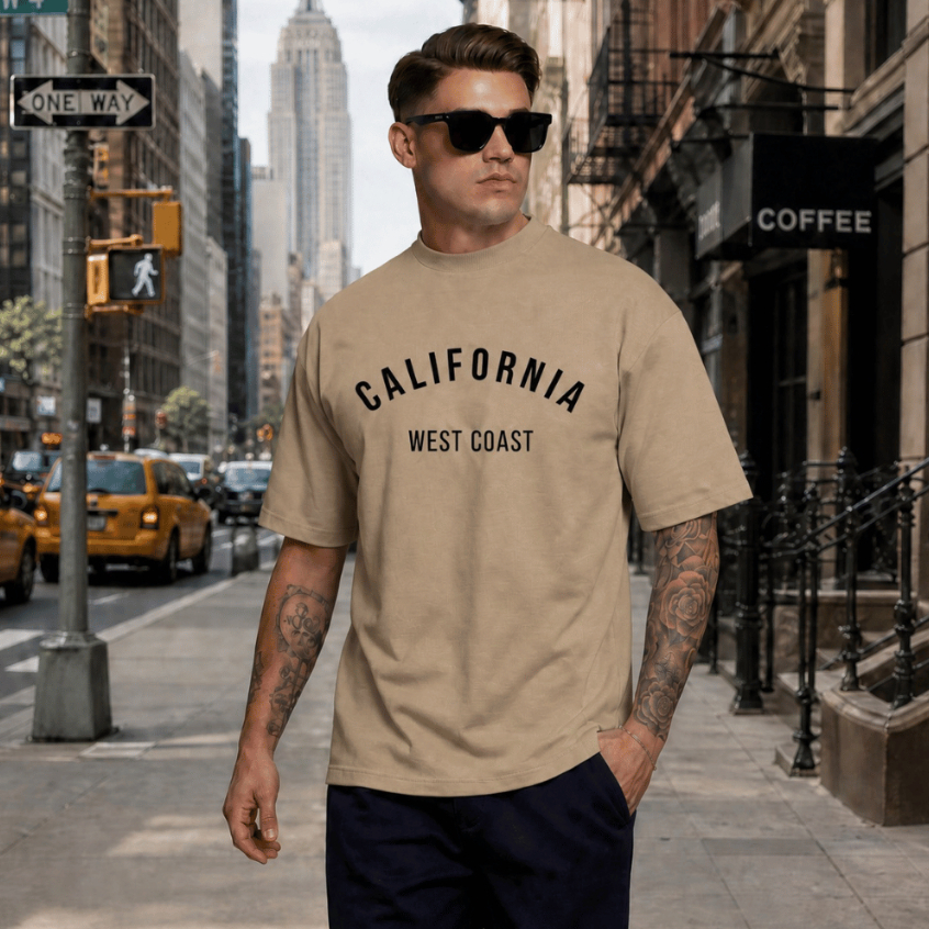 Camiseta Oversized Streetwear Masculina California Camisa Larga de Algodao