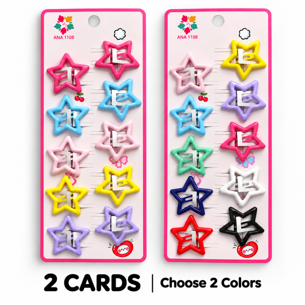 ANA1108 conjunto 20unidades Presilhas de Cabelo Estrela Coloridas Antiderrapantes Estilo Dopamina