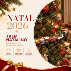 Trem Natalino com Luzes e Música Para Montar Junto Com a Árvore de Natal