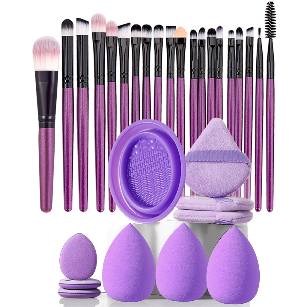 ANA1108 Kit Completo de Maquiagem Pincéis Esponjas Puff e Limpador para Aplicação de Cosméticos — imagem 2 de 2