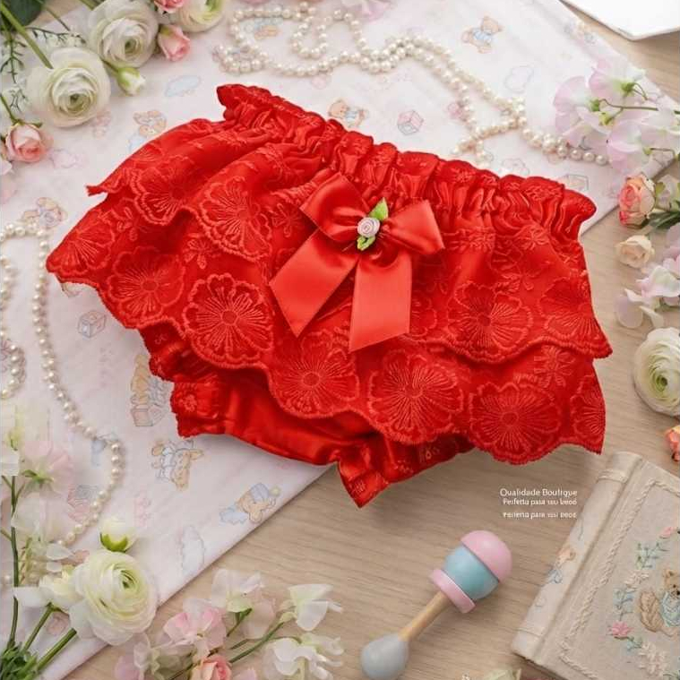 CALCINHA RENDA BORDADA LUXO INFANTIL TAPA FRALDA! BEBÊ!TAMANHO ÚNICO! PEÇA EXCELENTE ACABAMANTO!