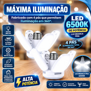 Lâmpada Led 6500k 60W Pétalas Girassol Dobrável 6500k Ajustável Super Branco Bivolt Multifuncional