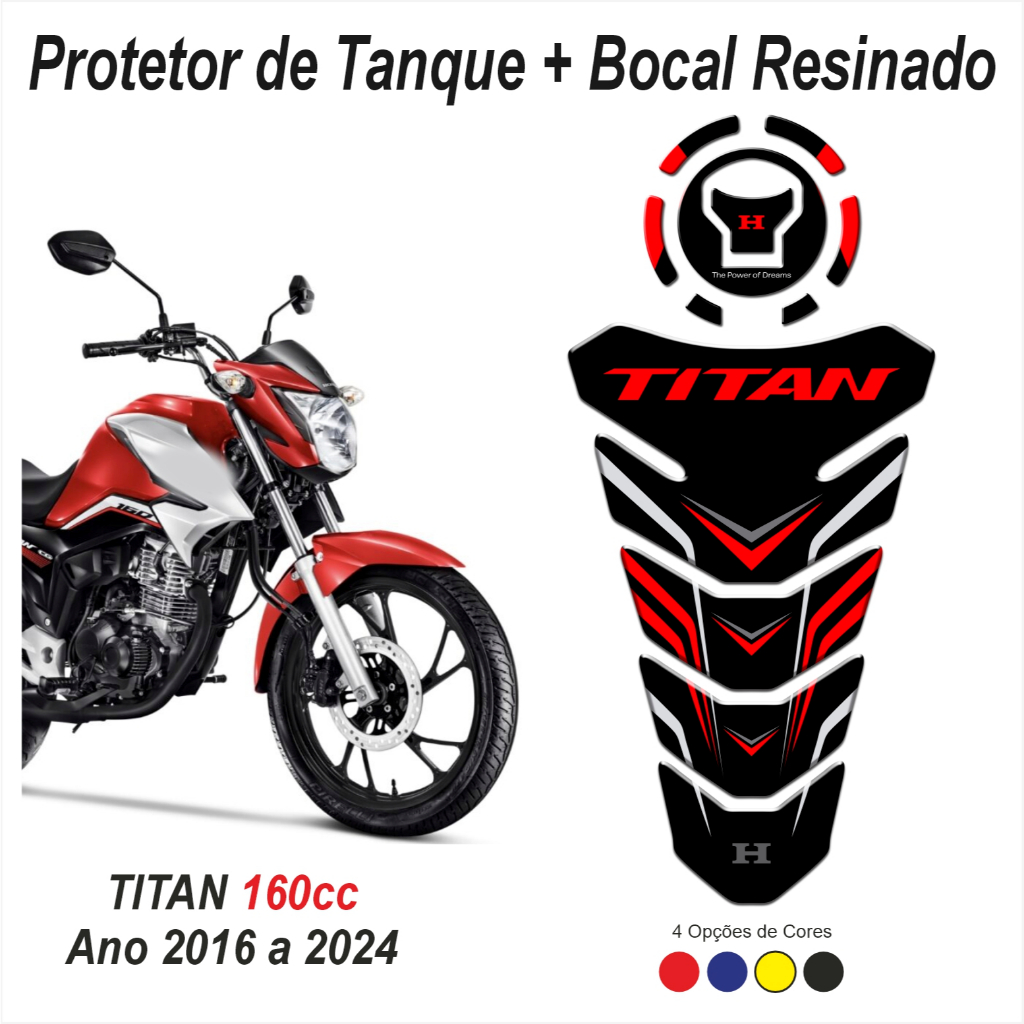 Adesivo Protetor Tanque Tankpad e Bocal 3d Resinado M70 Compatível para Moto Honda Cg Titan 160 de ano 2016 a 2024